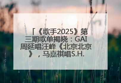 《歌手2025》第三期歌单揭晓：GAI周延唱汪峰《北京北京》，马嘉祺唱S.H.E《你曾是少年》