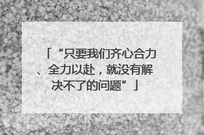 “只要我们齐心合力、全力以赴，就没有解决不了的问题”