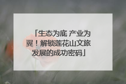 生态为底 产业为翼！解锁莲花山文旅发展的成功密码