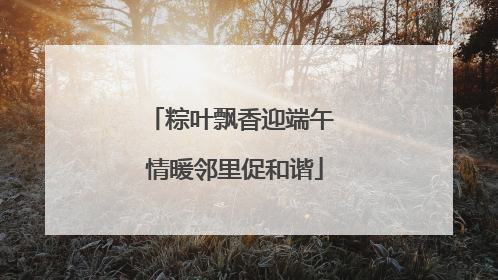 粽叶飘香迎端午 情暖邻里促和谐