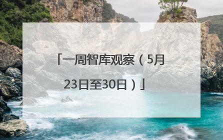 一周智库观察（5月23日至30日）