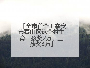 全市首个！泰安市泰山区这个村生育二孩奖2万、三孩奖3万