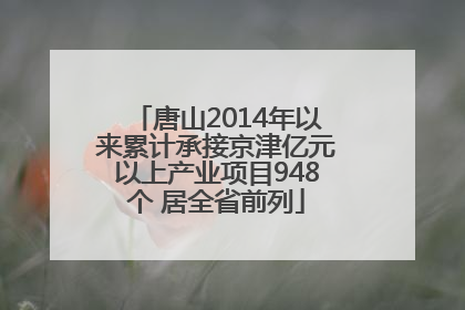 唐山2014年以来累计承接京津亿元以上产业项目948个 居全省前列