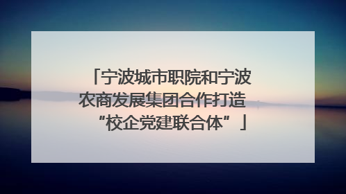 宁波城市职院和宁波农商发展集团合作打造“校企党建联合体”