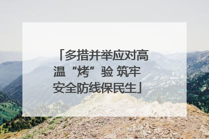 多措并举应对高温“烤”验 筑牢安全防线保民生
