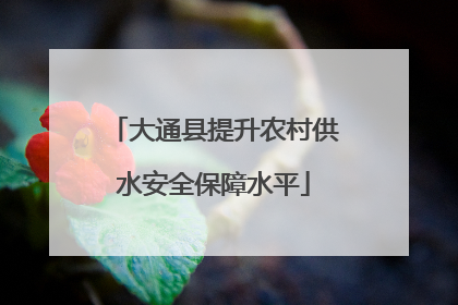 大通县提升农村供水安全保障水平