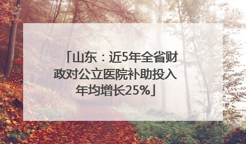 山东：近5年全省财政对公立医院补助投入年均增长25%