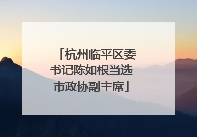 杭州临平区委书记陈如根当选市政协副主席