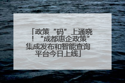 政策“码”上通晓！“成都惠企政策”集成发布和智能查询平台今日上线