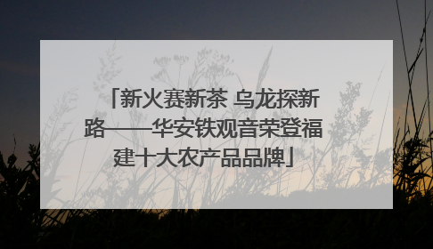 新火赛新茶 乌龙探新路——华安铁观音荣登福建十大农产品品牌