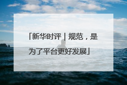 新华时评｜规范，是为了平台更好发展