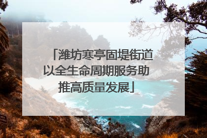潍坊寒亭固堤街道以全生命周期服务助推高质量发展