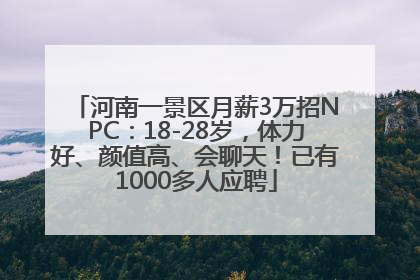 河南一景区月薪3万招NPC：18-28岁，体力好、颜值高、会聊天！已有1000多人应聘