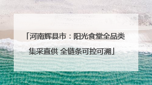 河南辉县市：阳光食堂全品类集采直供 全链条可控可溯