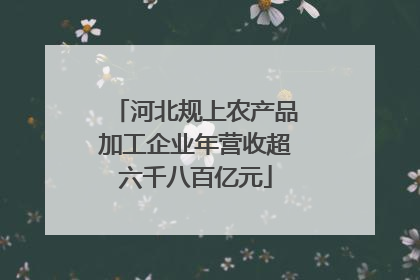 河北规上农产品加工企业年营收超六千八百亿元