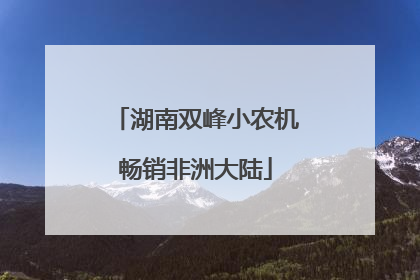 湖南双峰小农机畅销非洲大陆