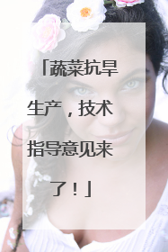 蔬菜抗旱生产，技术指导意见来了！
