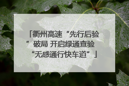 衢州高速“先行后验”破局 开启绿通查验“无感通行快车道”
