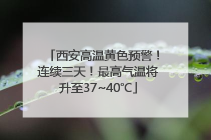 西安高温黄色预警！连续三天！最高气温将升至37~40℃