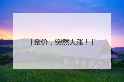 金价，突然大涨！