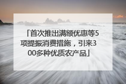 首次推出满额优惠等5项提振消费措施，引来300多种优质农产品