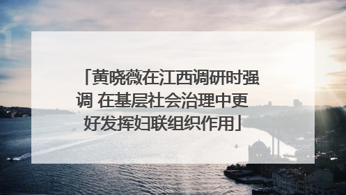 黄晓薇在江西调研时强调 在基层社会治理中更好发挥妇联组织作用