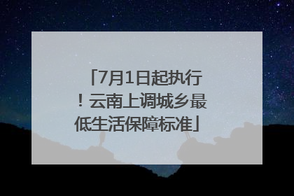 7月1日起执行！云南上调城乡最低生活保障标准